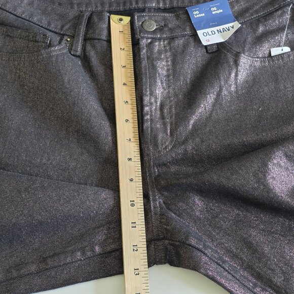 Old Navy Pants Womens 12 Black Metallic Shimmer High Rise OG Loose Whimsigoth - Picture 6 of 16